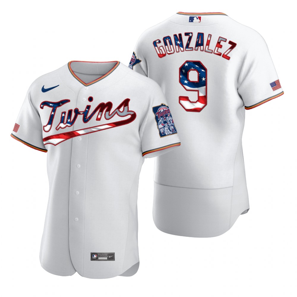 Minnesota Twins 9 Marwin Gonzalez Men Nike White Fluttering USA Flag Limited Edition Authentic MLB Jersey